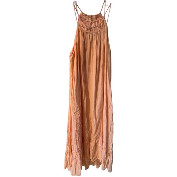 LOFT Maxi Dress Womens Small Tiered Ruffle Lined Flowy Peach Cottage Peasant - Picture 1 of 7